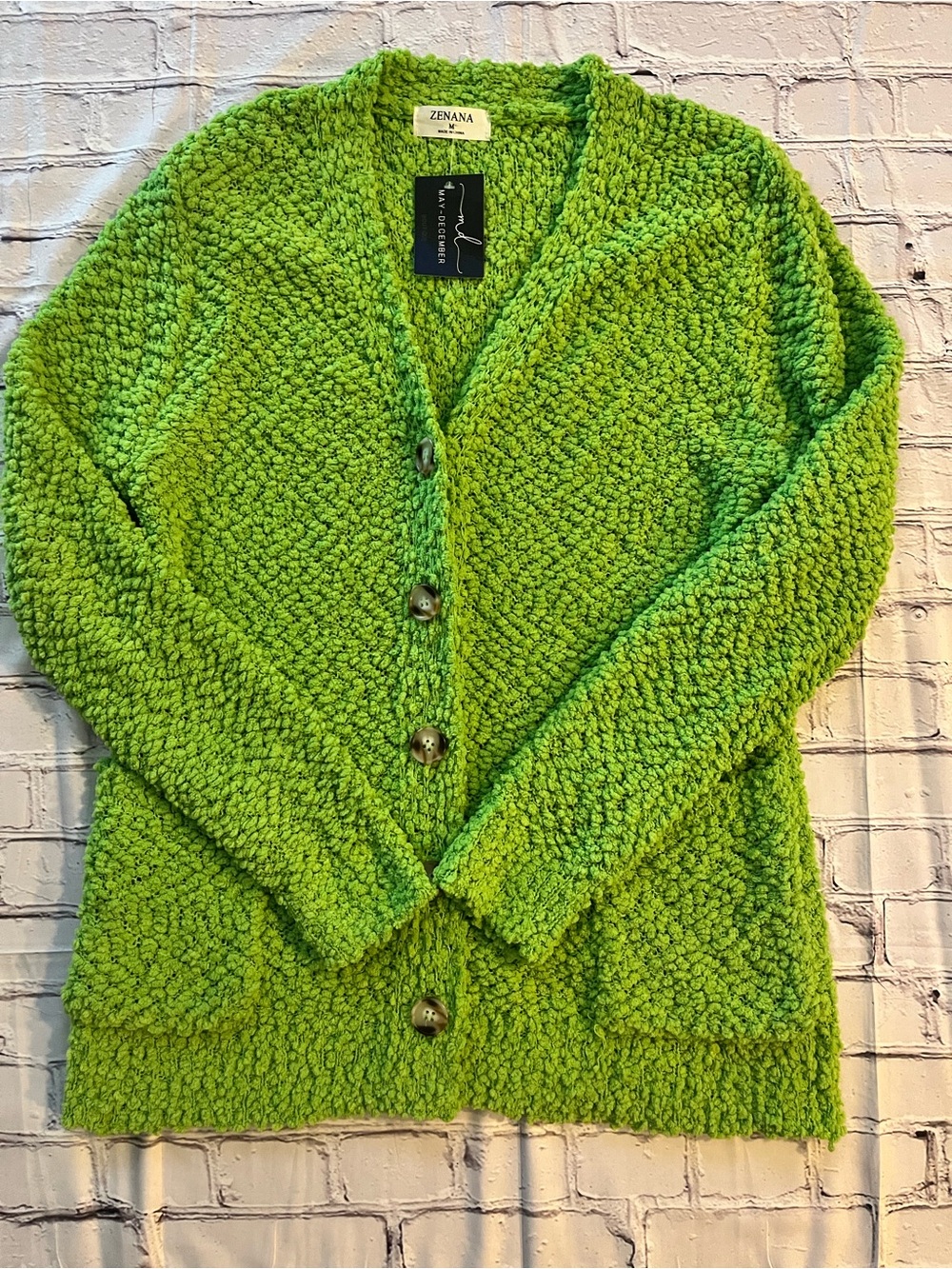 Zenana Vibrant Green Button Down Cardigan